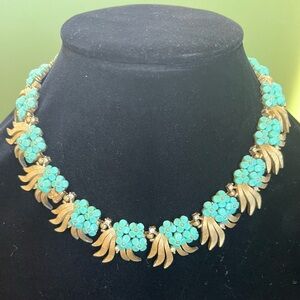 Trifari Forget-Me-Not Vintage Necklace in rare all-turquoise - as is